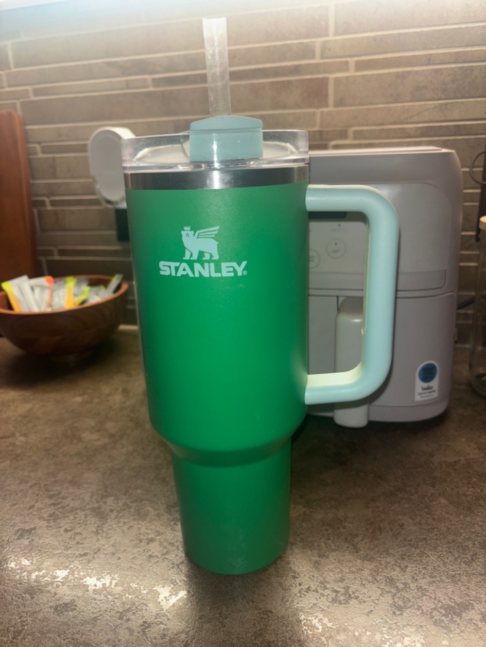 Stanley Green Tumbler with Mint Handle